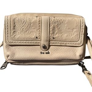 The Sak Beige Embossed Leather Crossbody Bag